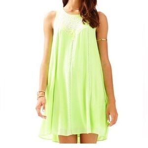 Lilly Pulitzer Cammie Trapeze Dress in Lemon Drop Neon Yellow